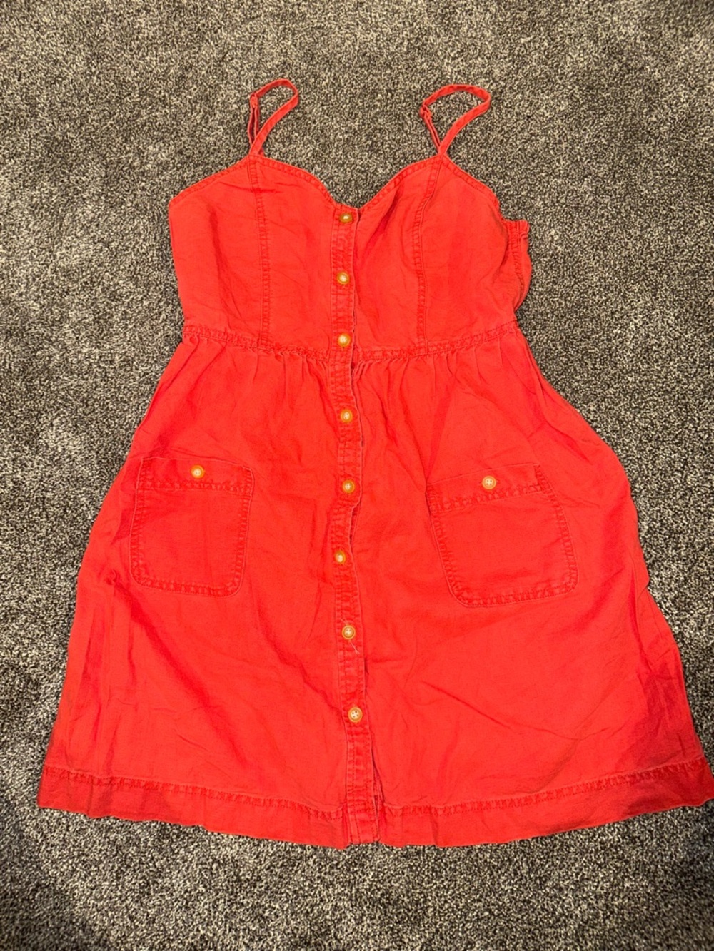 aerie Red Button-Front Mini Dress